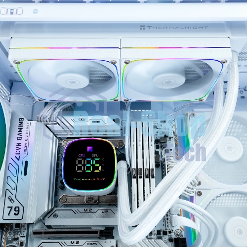 Система жидкостного охлаждения Thermalright Frozen Horizon 240 Digital (240мм, LED temp., White, ARGB/Fans: 2x120мм, 68.9CFM, 28.2dBA, 2000RPM/Pump height 53.2мм, Rad thickness 27мм/S: 1700, 1200, 1851, 115X, AM5, AM4)