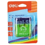 Точилка для карандашей ручная Deli E0526, 2 отверстия, пластик, ассорти блистер