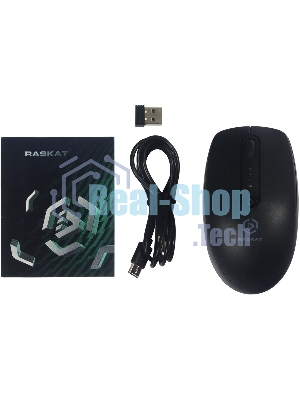 Мышь беспроводная Raskat M002WBR черный, 1600 dpi, радиоканал, Bluetooth, USB, кнопки - 4