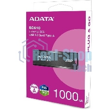 Внешний SSD ADATA SC610, 1TB, USB 3.2 Gen 2 Type-A, R/W 550/500, черный
