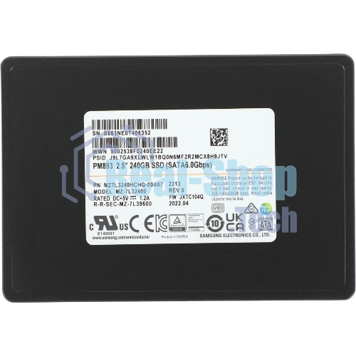 Накопитель SSD Samsung PM893, 240Gb, SATA III, 2.5