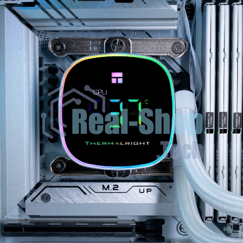 Система жидкостного охлаждения Thermalright Frozen Horizon 240 Digital (240мм, LED temp., White, ARGB/Fans: 2x120мм, 68.9CFM, 28.2dBA, 2000RPM/Pump height 53.2мм, Rad thickness 27мм/S: 1700, 1200, 1851, 115X, AM5, AM4)