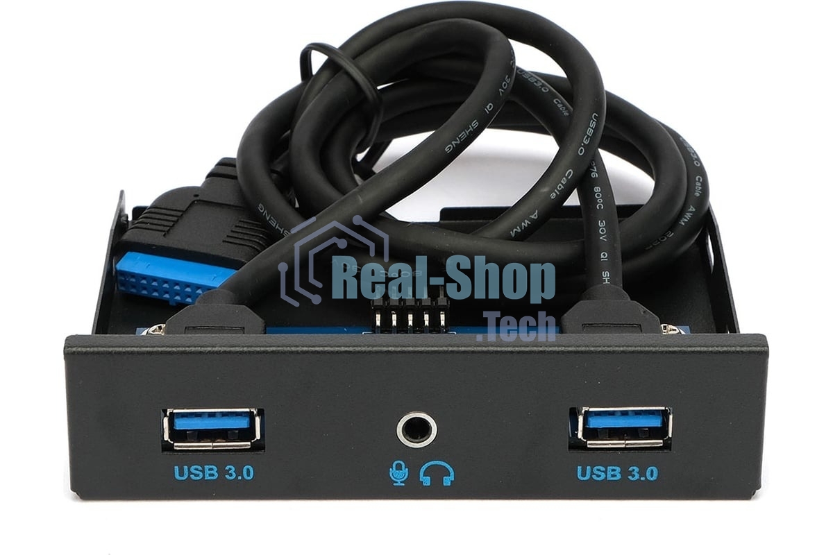 Планка на переднюю панель Gembird FP3.5-USB3-2A-HDA, USB, 2xUSB-A 3.0 + 1xJack 3.5мм, 3.5