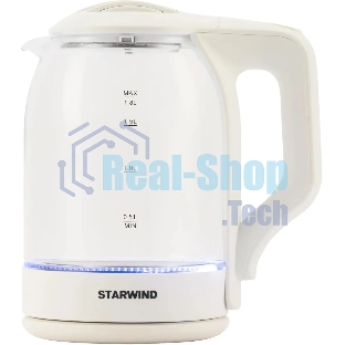 Чайник электрический StarWind SKG1056 1.8 л, 2000 Вт, белый/прозрачный