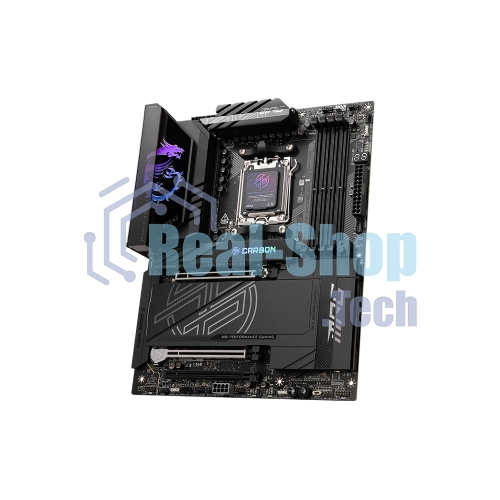 Материнская плата MSI MPG X870E CARBON WIFI, AM5, AMD X870E, 4xDDR5, 4xSATA, 4xM.2, 1xPCIe 5.0 x16, 1xPCIe 5.0 x4, 1xPCIe 4.0 x4, 1xHDMI, 2xUSB-C, 2x1Gb LAN, 9xUSB 3.2 Gen 2, 2xUSB4, 2x3.5 мм, 7.1, ATX