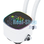 Система жидкостного охлаждения Thermalright Frozen Horizon 240 Digital (240мм, LED temp., White, ARGB/Fans: 2x120мм, 68.9CFM, 28.2dBA, 2000RPM/Pump height 53.2мм, Rad thickness 27мм/S: 1700, 1200, 1851, 115X, AM5, AM4)