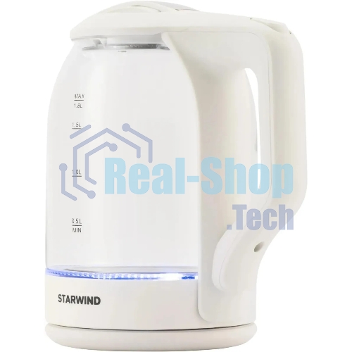 Чайник электрический StarWind SKG1056 1.8 л, 2000 Вт, белый/прозрачный
