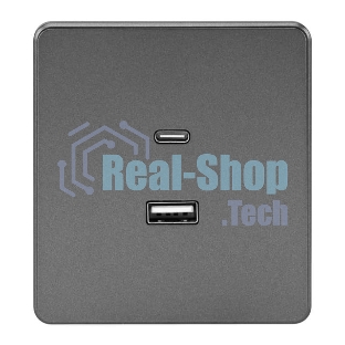 Розетка Kranz ROUND USB-A+Type-C 3А с функцией быстрой зарядки титан