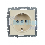 Розетка 1-местная IEK BRITE 16А РС14-1-0-БрКр с заземлением, с защитными шторками, 16А, бежевый