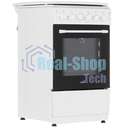 Плита газовая Cezaris ПГ 2150-10 белый, конфорок 4 шт, духовка 43 л, 51 см x 85 см x 55 см