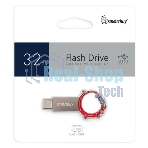 Флешка USB SmartBuy Metal Snake Dual (SB32GB3MSN), 32Gb, USB 3.0/3.1, R/W 75/30, серебристый/красный
