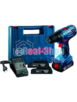 Дрель-шуруповерт Bosch GSB 180-LI, Аккумуляторная, 18В, 2 АКБ, Кейс