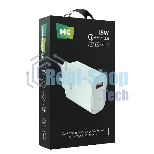 Сетевое зарядное устройство MORE CHOICE (4620202553379) NC09 1USB 3.0A QC3.0 15W, белый
