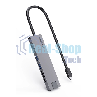 USB-концентратор WAVLINK USB Type-C, USB Type-C/USB 3.0/USB 2.0/HDMI/Gigabit LAN/SD/Micro SD, USB