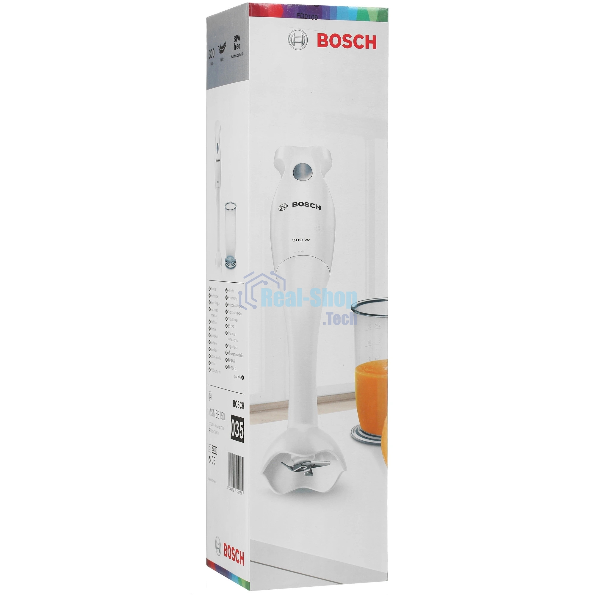 Блендер погружной Bosch MSM 6B150 белый, 300 Вт, 1 скорость, турбо