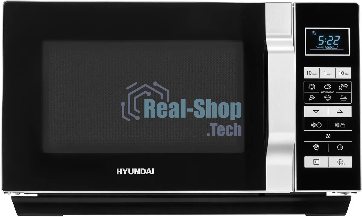 Микроволновая печь Hyundai HYM-D3044 черный/серебристый, 23 л, 900 Вт, переключатели - электронное