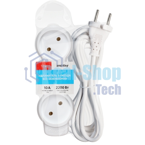 Удлинитель бытовой Smartbuy (SBE-10-3-10m-N) 3 гн х 10,0 м белый