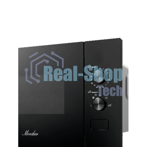 Встраиваемая микроволновая печь MONSHER MMH 1015 Noir, High-Tech, 15 л, мощность 600 Вт, 5 уровней мощности, размораживание, поворотное управление, черный