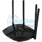 Двухдиапазонный роутер MERCUSYS MR80X AX3000 Wi-Fi 6, до 574 Мбит/с на 2,4 ГГц + до 2402 Мбит/с на 5 ГГц,4 фиксированные внешние антенны, 3 гигабитных порта LAN, 1 гигабитный порт WAN