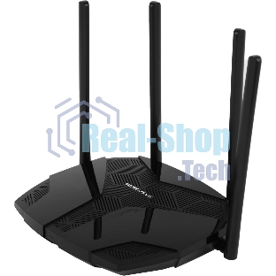 Двухдиапазонный роутер MERCUSYS MR80X AX3000 Wi-Fi 6, до 574 Мбит/с на 2,4 ГГц + до 2402 Мбит/с на 5 ГГц,4 фиксированные внешние антенны, 3 гигабитных порта LAN, 1 гигабитный порт WAN