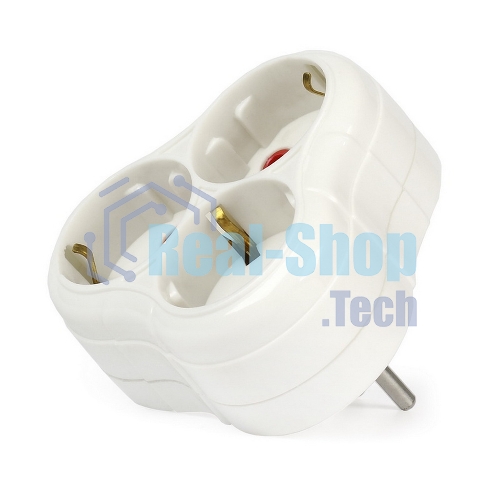 Тройник Smartbuy (SBE-16-A01-3z) 3 гнезда с заземлением круглый белый 16А 250В