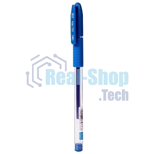 Ручка гелевая Deli EG150-BL прозрачный, d=0.38мм, синие чернила, игловидный пишущий наконечник, резиновая манжета