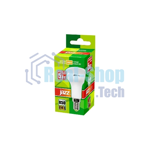 Лампа светодиодная JazzWay PLED-ECO-R50 5Вт 3000К теплый белый E14 400лм 220-240В