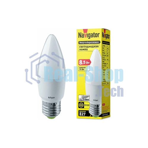 Лампа светодиодная Navigator NLL-C37-8.5-230-4К-E27-FR