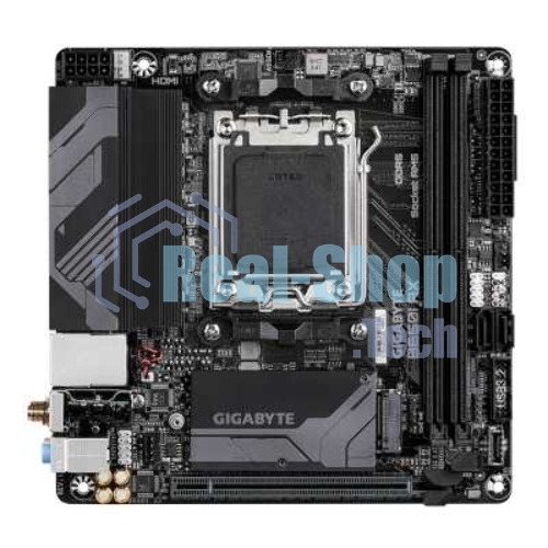 Материнская плата GIGABYTE B650I AX, AM5, AMD B650, 2xDDR5, 2xSATA, 1xM.2, 1xPCIe 4.0 x16, 1xHDMI, 1xDP, 1x2.5Gb LAN, Wi-Fi 6E, Bluetooth 5.3, 1xUSB-C 5Gbps, 1xUSB-A 5Gbps, 3xUSB-A 2.0, 3x3.5 мм, 7.1, ITX