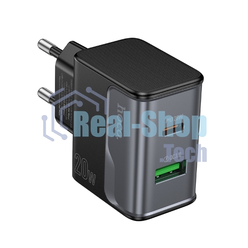 Зарядное устройство Hoco 20Вт, 3А, QC3.0/PD, 1xUSB, 1xType-C, CS71A, черный, коробка