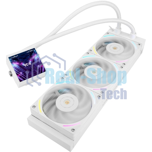 Водяное охлаждение для процессора Thermalright Hyper Vision 360 (360mm, LED, White, ARGB/Fans: 3x120mm, 69CFM, 27dBA, 2150RPM/Pump height 68mm, 6400RPM, Rad thickness 27mm/S: 1700, 1200, 1851, 115X, 2011, 2066, AM5, AM4)