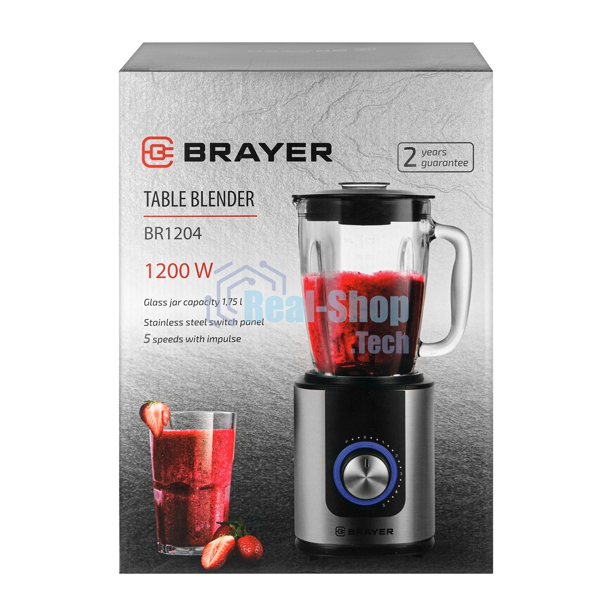 Блендер стационарный Brayer BR1204 серебристый, 1200 Вт, плавная регулировка, турбо
