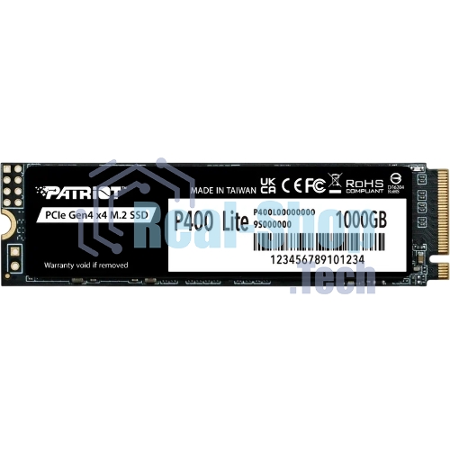Накопитель SSD Patriot P400 Lite 1Tb M.2 2280 NVMe PCle 4.0 x4 R3500/W2700 TbW 560Tb 3D NAND with HS