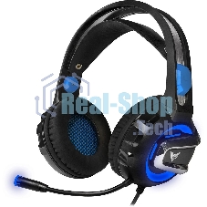 Гарнитура Crown CMGH-3001 чёрный/синий, проводная, подсветка