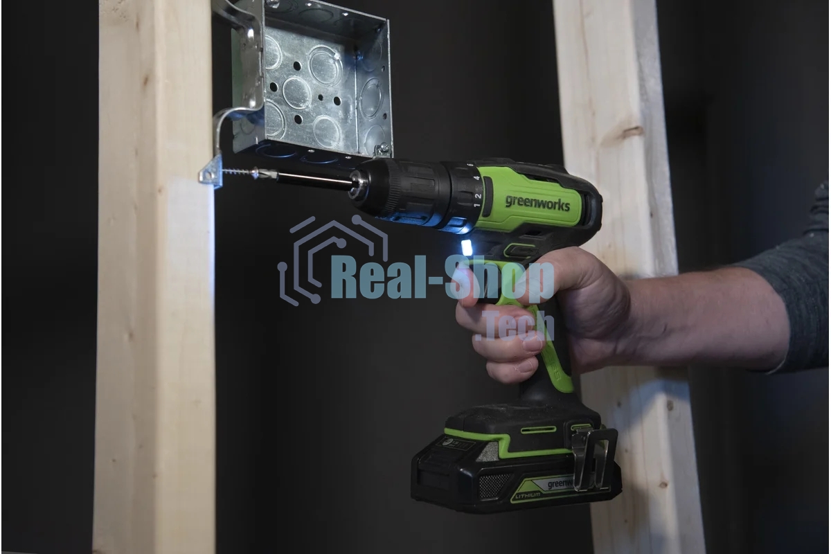 Дрель-шуруповерт GREENWORKS GD24DD35, 24 В, 2 Ач, 35 Нм, бесщеточный
