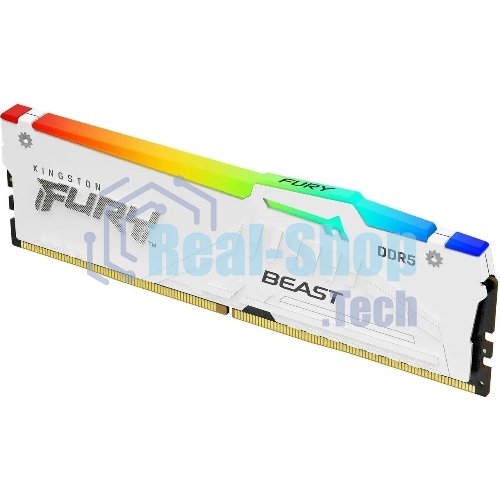 Оперативная память Kingston Fury Beast, DDR5, 16Gb (1x16Gb), 6400MHz, CL32, DIMM, с радиатором, RGb, белый