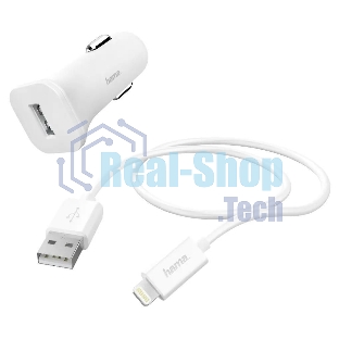 Автомобильное зарядное устройство Hama H-183291 1A кабель Apple Lightning белый