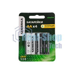 Батарейка щелочная Alkaline LR06/AA (4шт/блистер) GENERICA