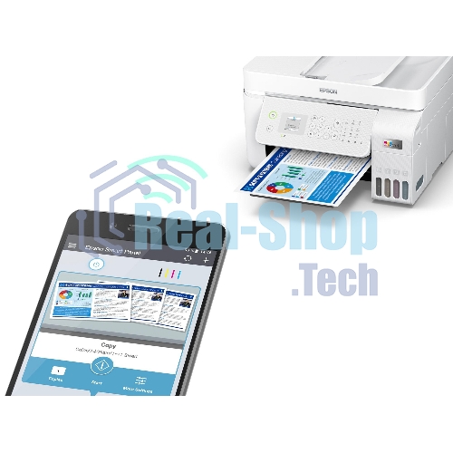 МФУ струйное Epson EcoTank L5296 (C11CJ65411) белый, A4, ч/б печ. 33стр/мин., цв. печ. 15стр/мин., 5760x1440 DPI, 2400х1200 DPI, USB, Ethernet, Wi-Fi