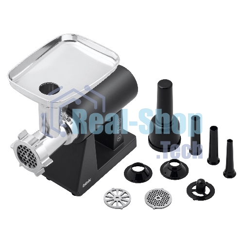 Мясорубка электрическая BBK MG3000 черный, 2500 Вт, 2.5 кг/мин, реверс, защита от перегрузки, металлический лоток, насадки - 7