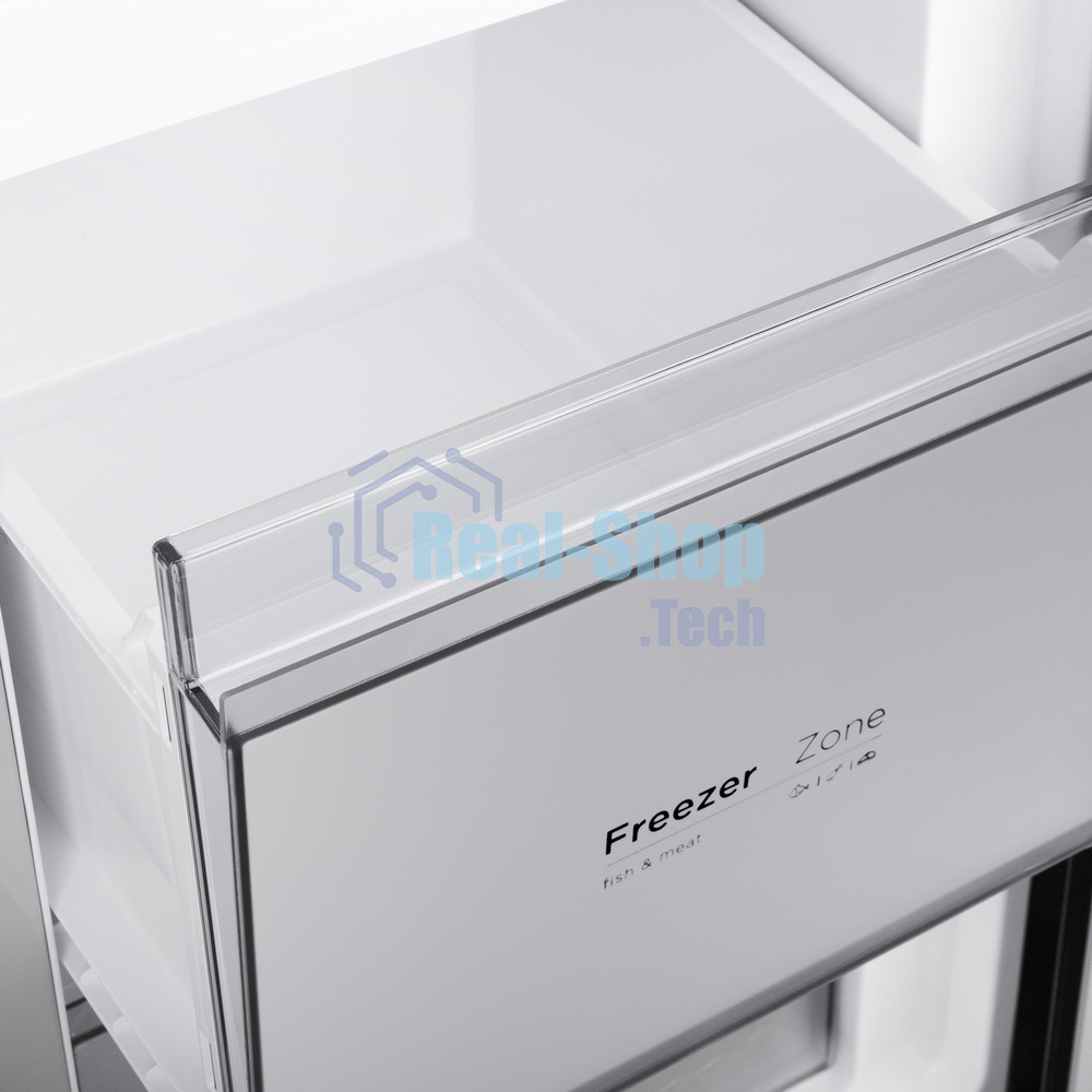 Холодильник Maunfeld MFF192NFB01 Inverter черный стекло трехкамерный 334/184л морозилка снизу, No Frost, Side by Side