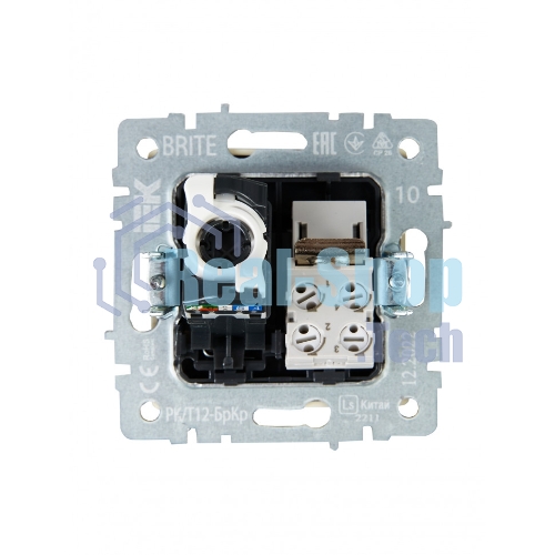 Розетка компьютерная двойная RJ11+RJ45 IEK BRITE РК/Т12-БрКр кат.5E бежевый