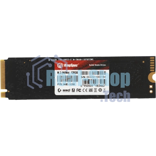 Накопитель SSD KingSpec NE-128, 128Gb, PCIe 3.0 x4, M.2 2280, R/W 1800/600