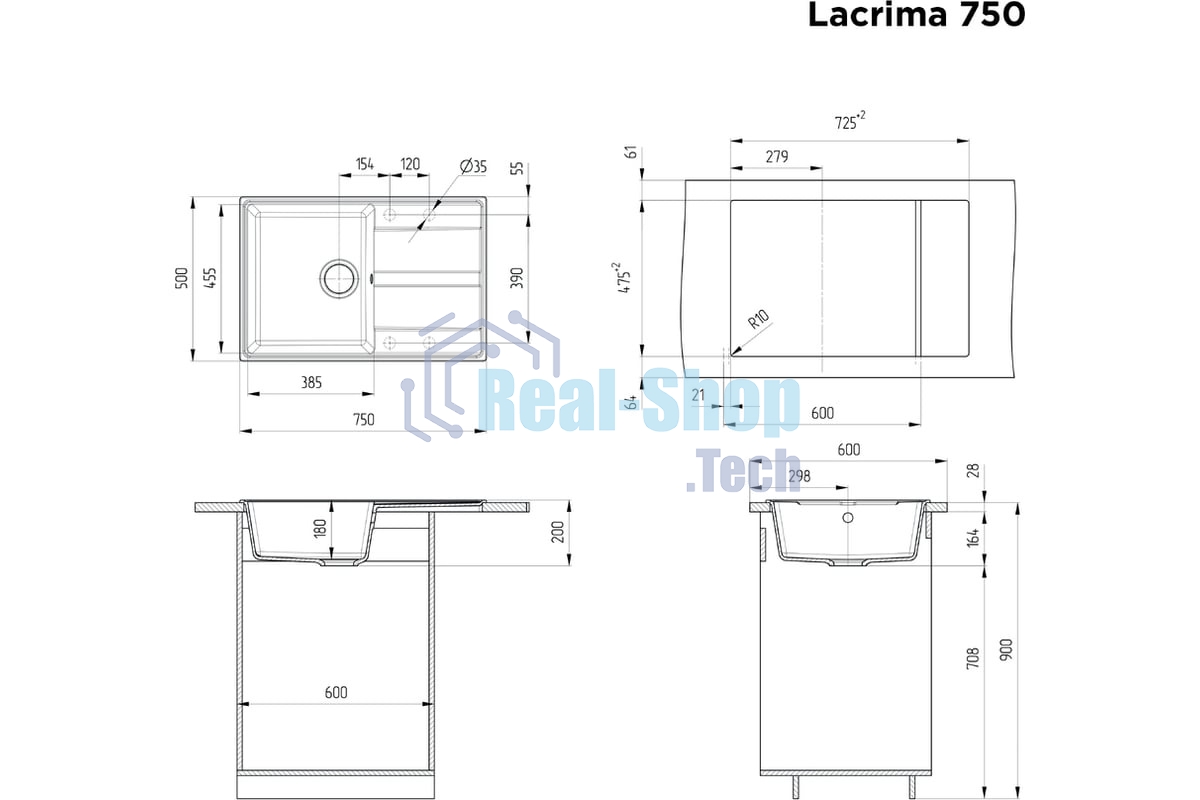 Кухонная мойка Maunfeld Lacrima 750 MFQS-750B черный
