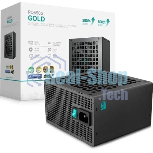 Блок питания Deepcool/GamerStorm PQ650G (ATX 3.1, 650W, Full Cable Management, PWM 120мм fan, 80 PLUS GOLD, Active PFC + Half Bridge + DC/DC, Full Japanese Capasitors, Gen5 PCIe) RET