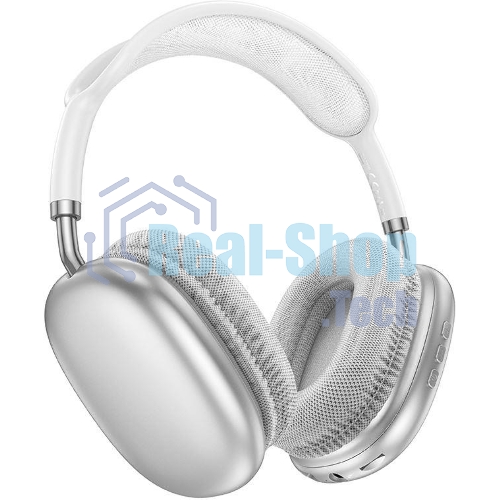 Беспроводные/проводные наушники Borofone BO22 Plus серебристый, накладные, Bluetooth + проводной, складная конструкция, микрофон, до 12 ч