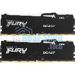 Оперативная память Kingston Fury Beast, DDR5, 32Gb (2x16 Gb), 6400 MHz, CL32, радиатор, RGB, черный