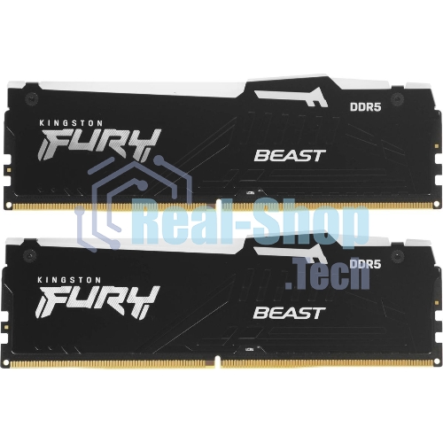 Оперативная память Kingston Fury Beast, DDR5, 32Gb (2x16 Gb), 6400 MHz, CL32, радиатор, RGB, черный