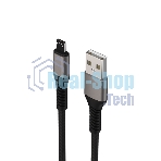 Дата-кабель Maxvi MC-21M USB-MicroUSB 2.4А, 1м, black-grey