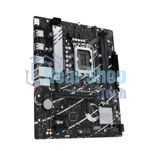 Материнская плата ASUS PRIME B760M-R D4, LGA 1700, Intel B760, 2xDDR4, 4xSATA, 2xM.2, 1xPCIe 4.0 x16, 1xPCIe x1, 1xHDMI, 1x 2.5Gb LAN, 4xUSB-A 2.0, 4xUSB-A 3.2 Gen 1, 3x3.5 мм, 7.1, mATX